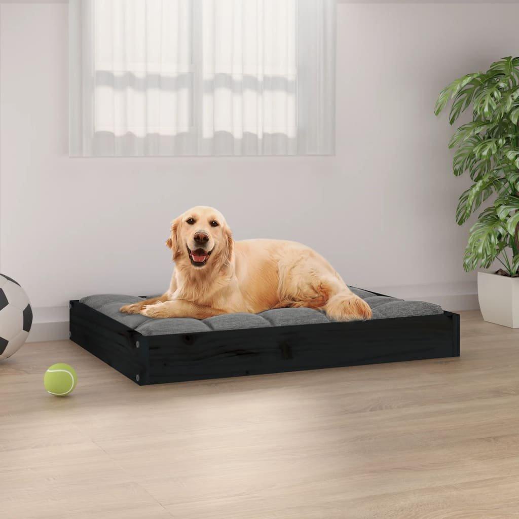 Dog Bed Black 71.5x54x9 cm Solid Wood Pine