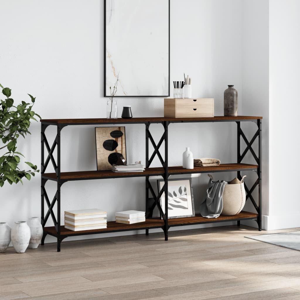 Console Table Brown Oak 200x28x80.5 cm Engineered Wood