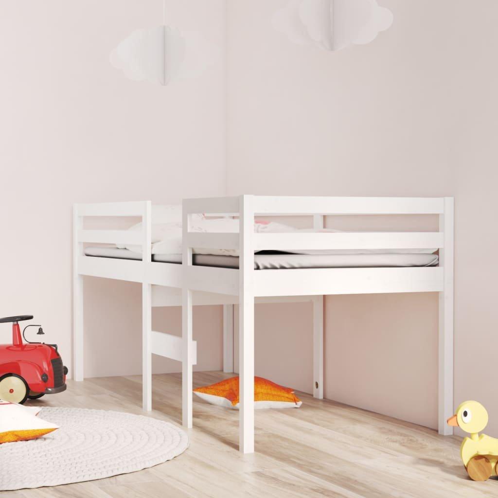 High Sleeper Bed White 80x200 cm Solid Wood Pine
