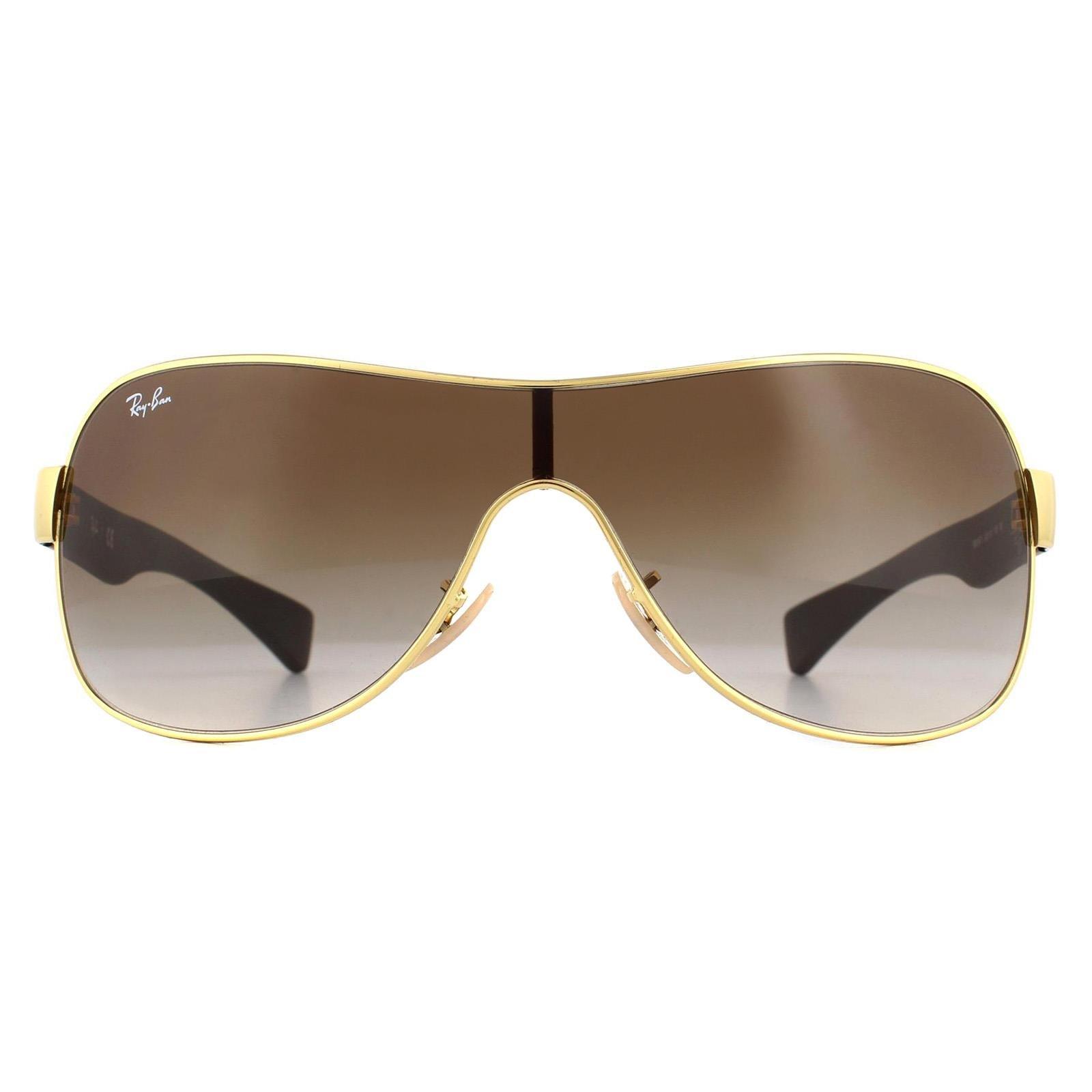Shield Gold Brown Gradient Sunglasses