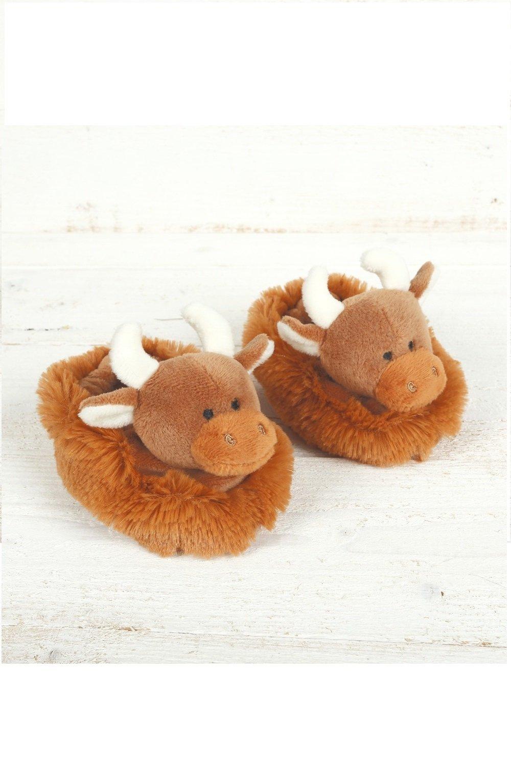 Highland Coo Baby Slippers Brown 0-6 months