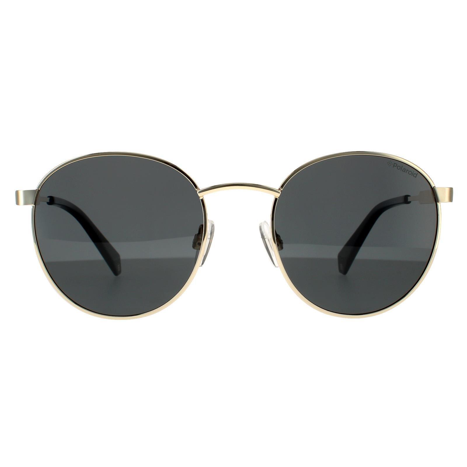 Round Gold Grey Grey Polarized Sunglasses