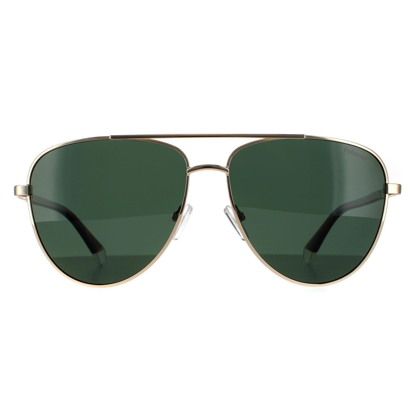 Aviator Gold Green Polarized Sunglasses