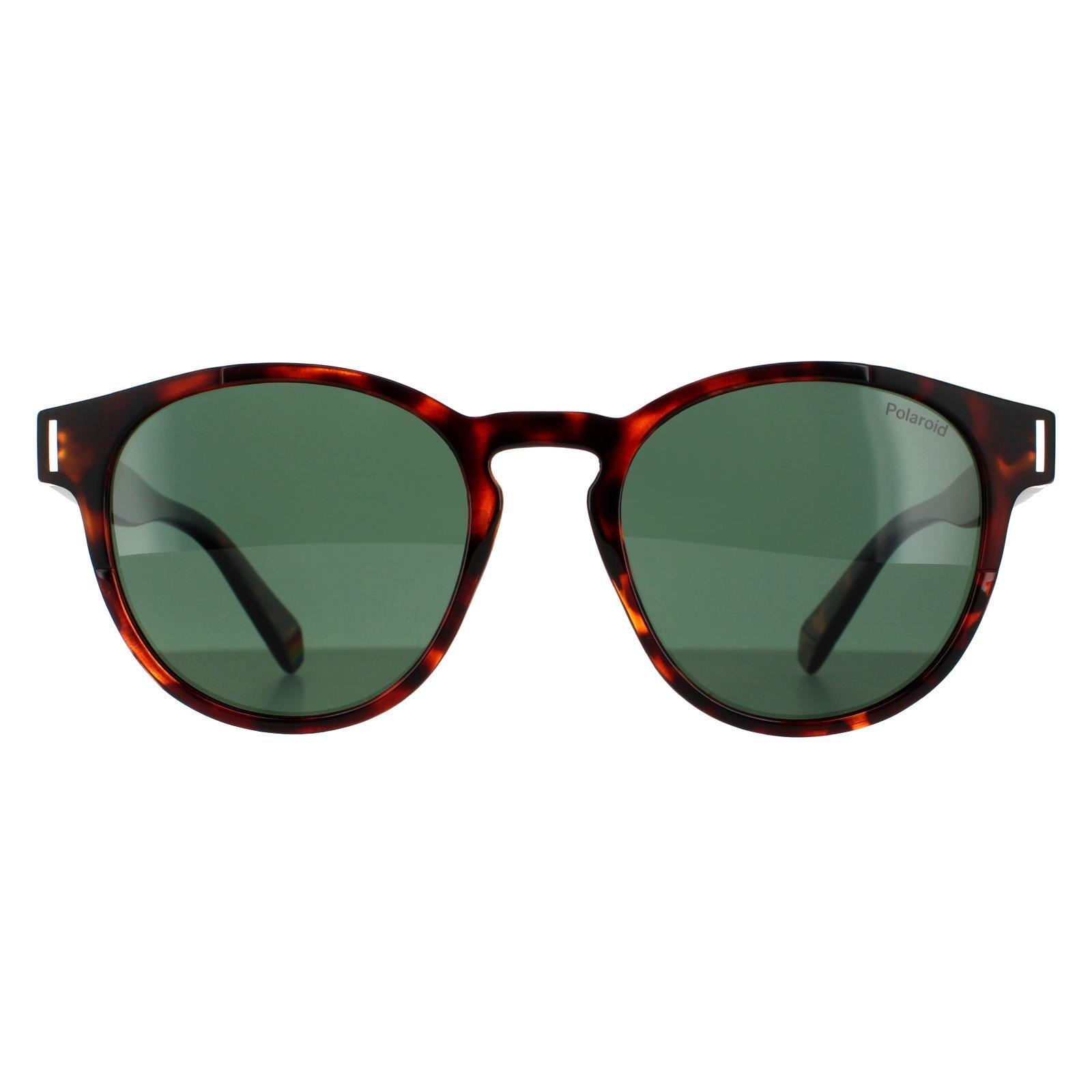 Round Dark Havana Green Polarized Sunglasses