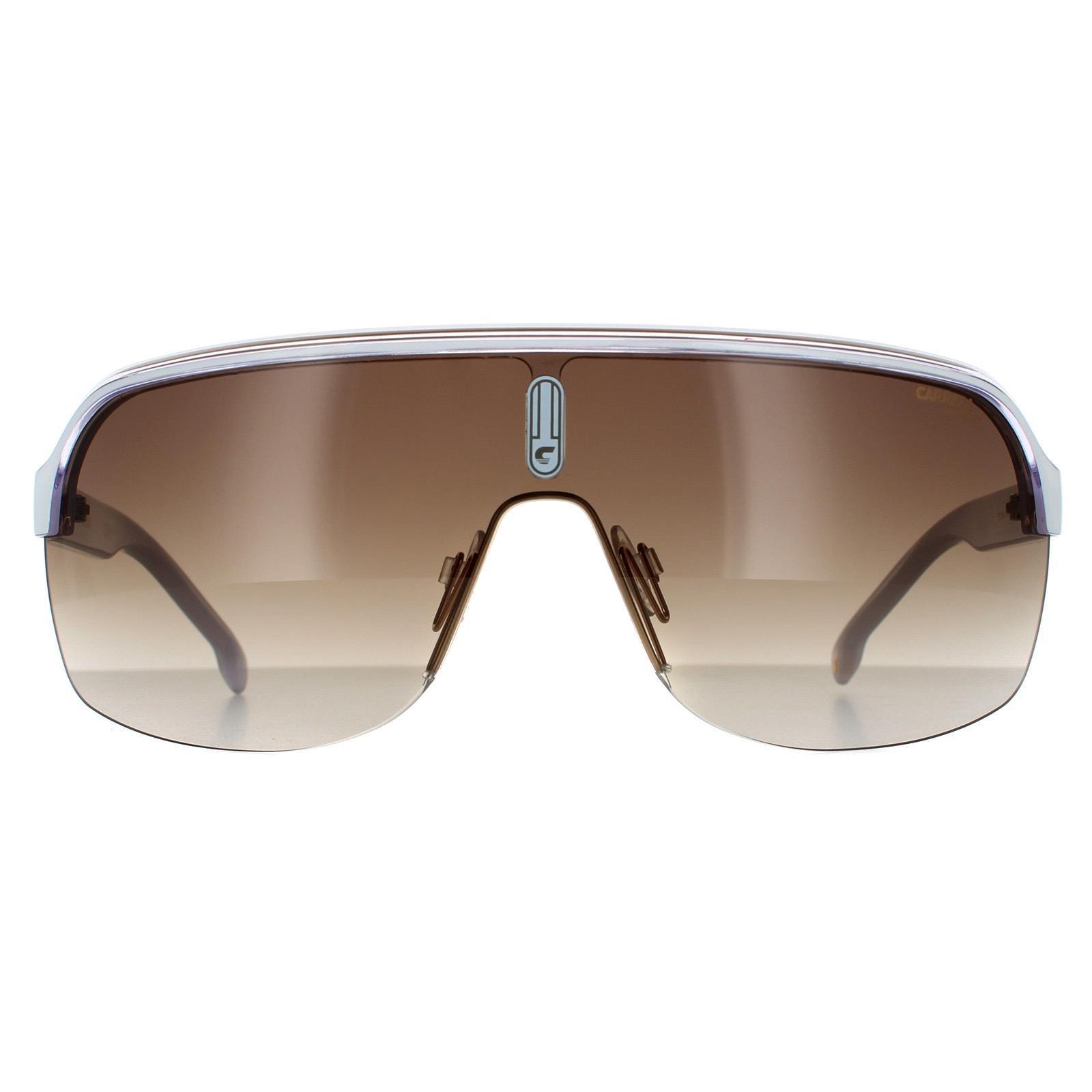 Shield White Crystal Brown Gradient Sunglasses