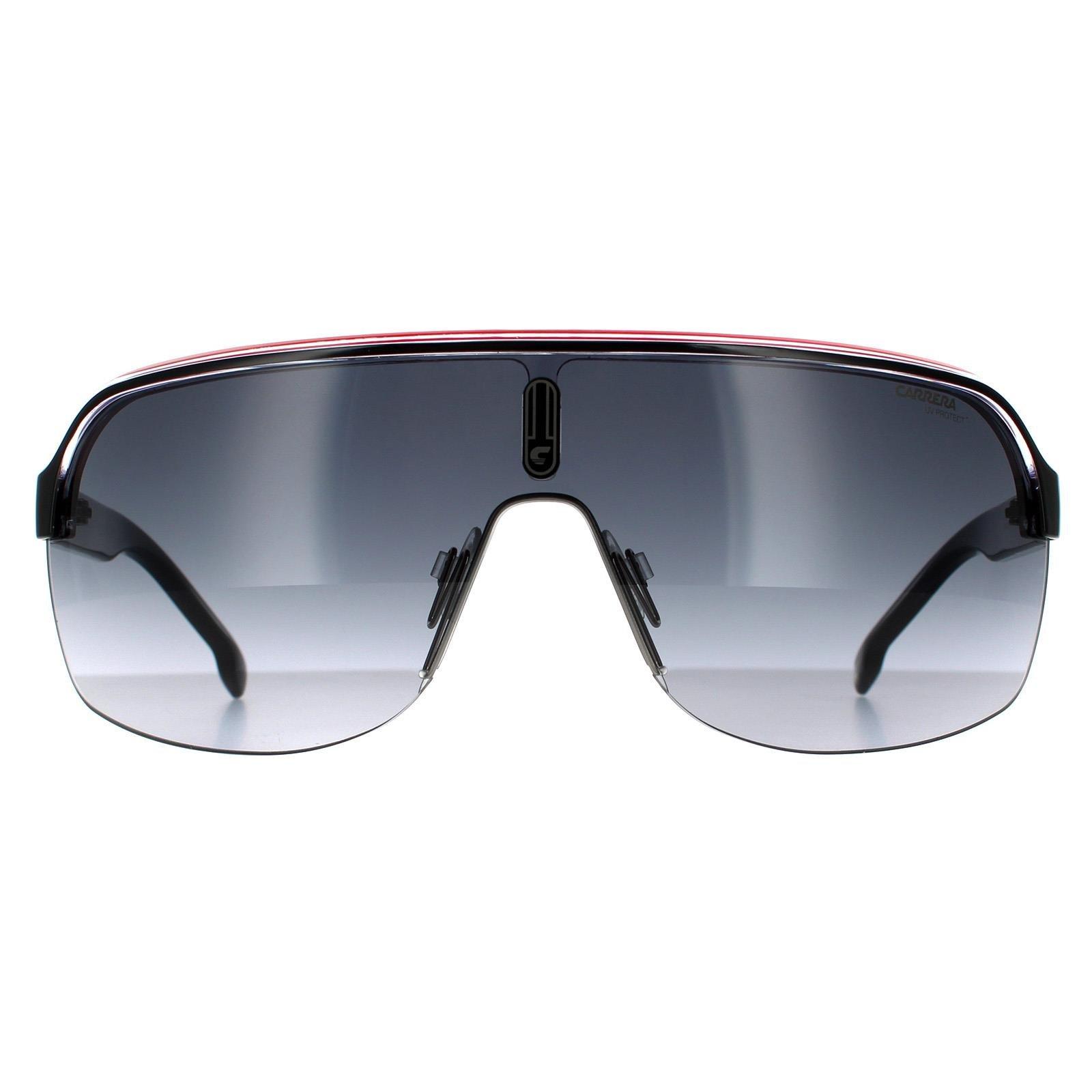 Shield Black Crystal White Red Dark Grey Gradient Sunglasses