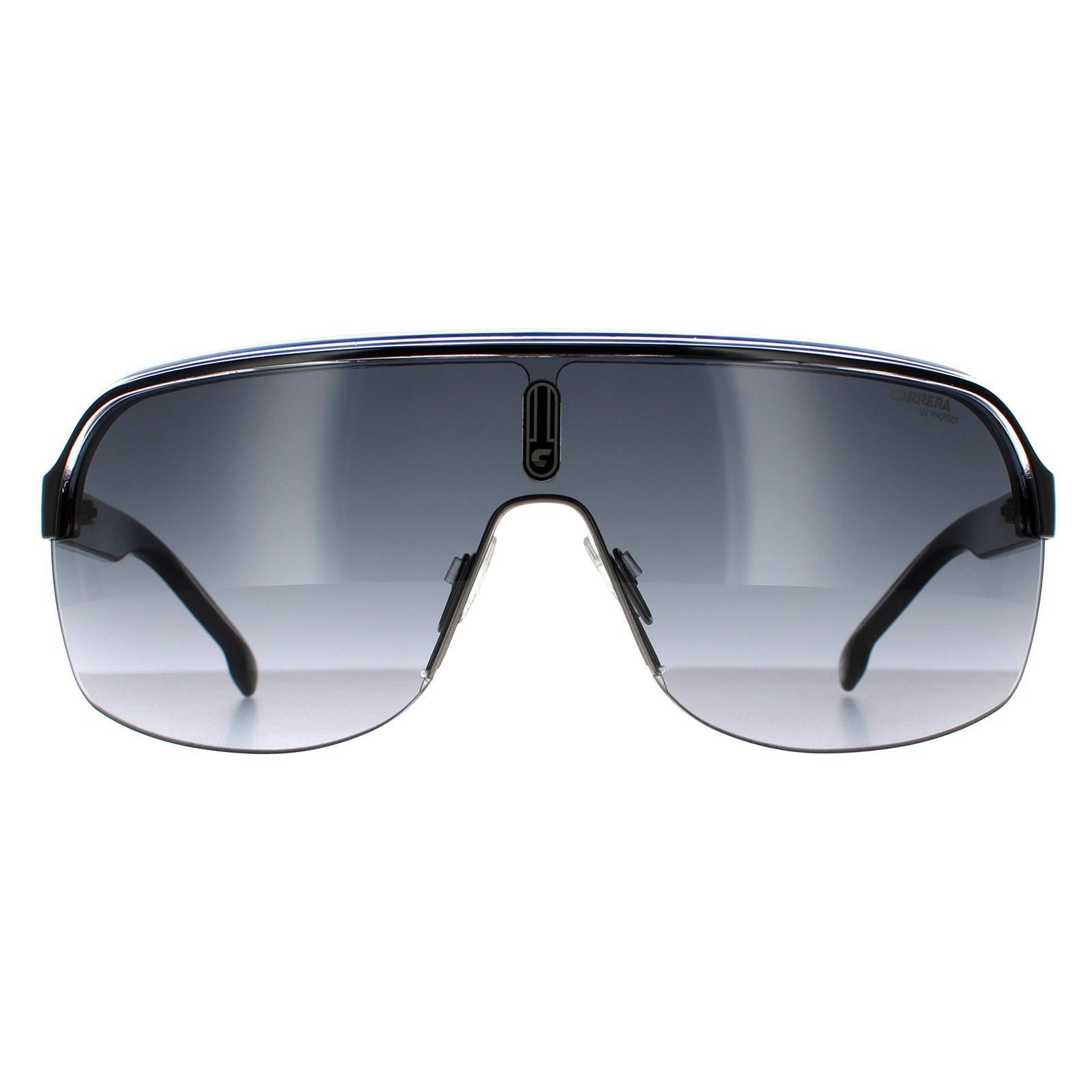 Shield Black Crystal White Blue Dark Grey Gradient Sunglasses