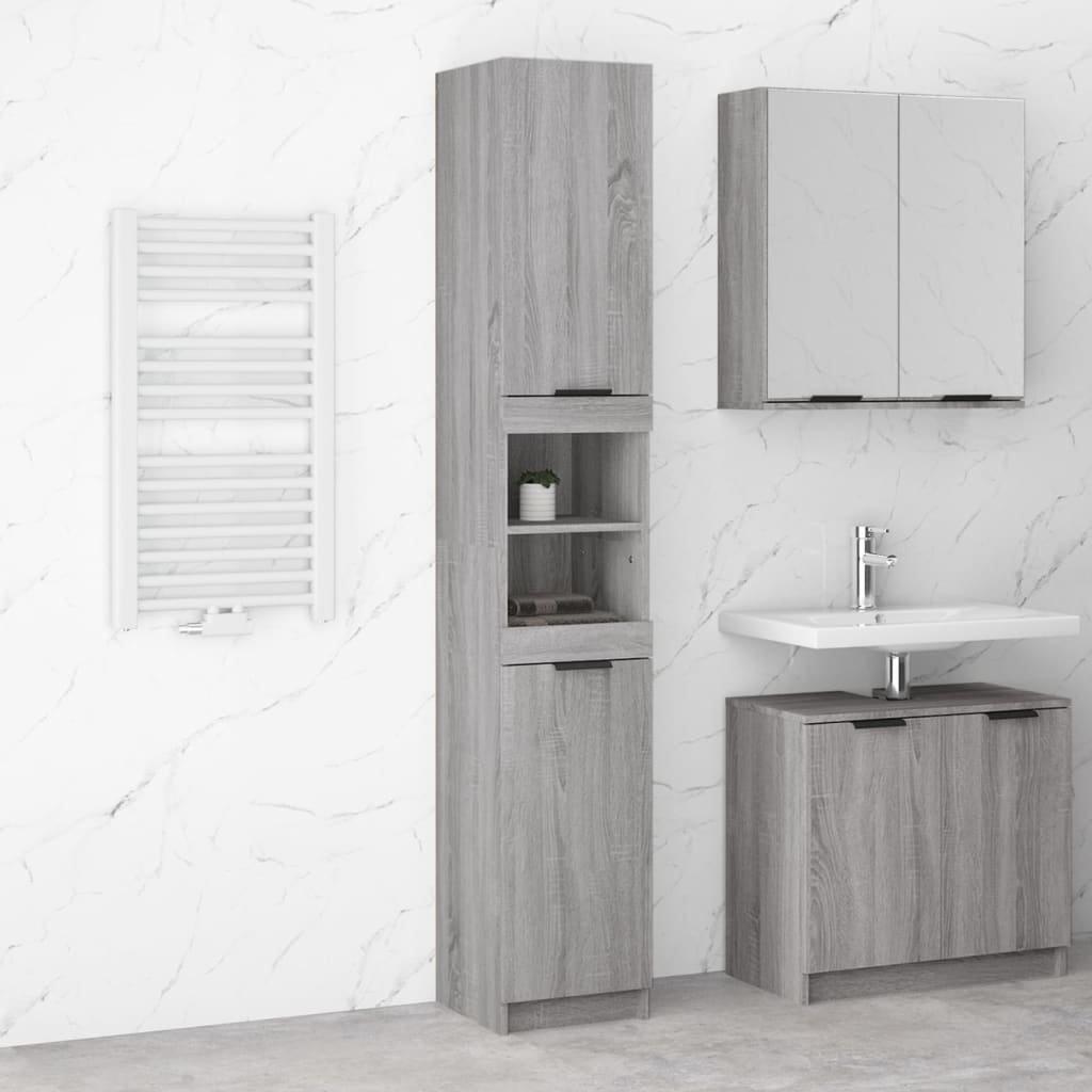 Bathroom Cabinet Grey Sonoma 32x34x188.5 cm Engineered Wood