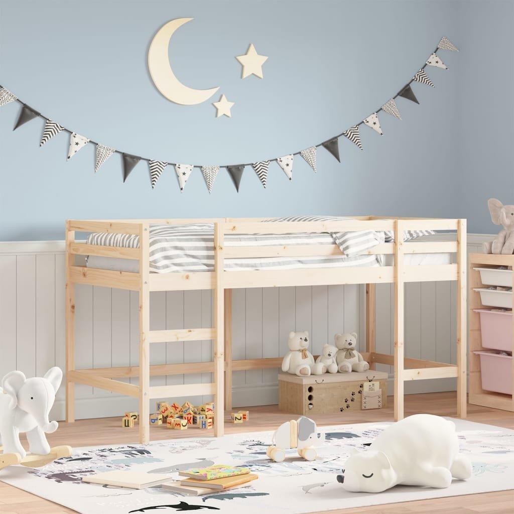 Kids' Loft Bed with Ladder 90x190 cm Solid Wood Pine