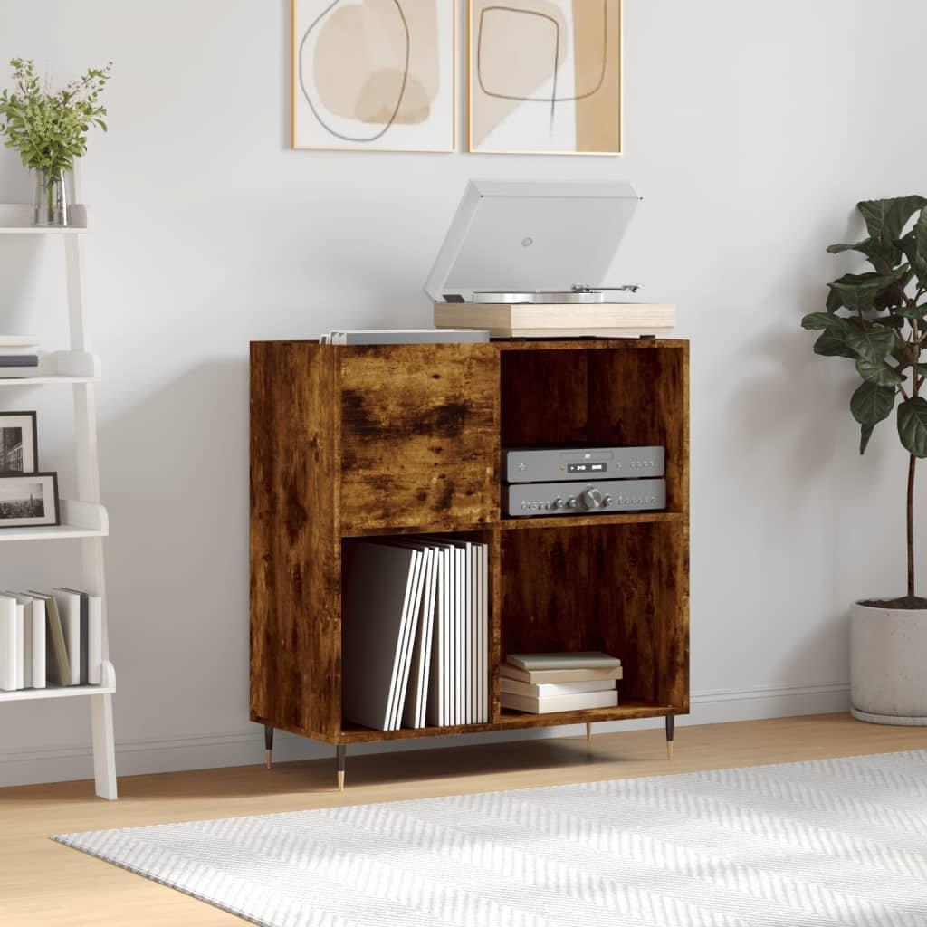Record Cabinet Smoked Oak 84.5x38x89 cm Engineered Wood