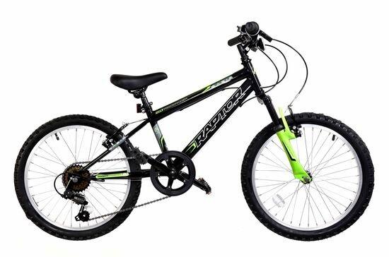 Raptor Junior Hardtail Mountain Bike, 20in Wheel - Gloss Black/Green