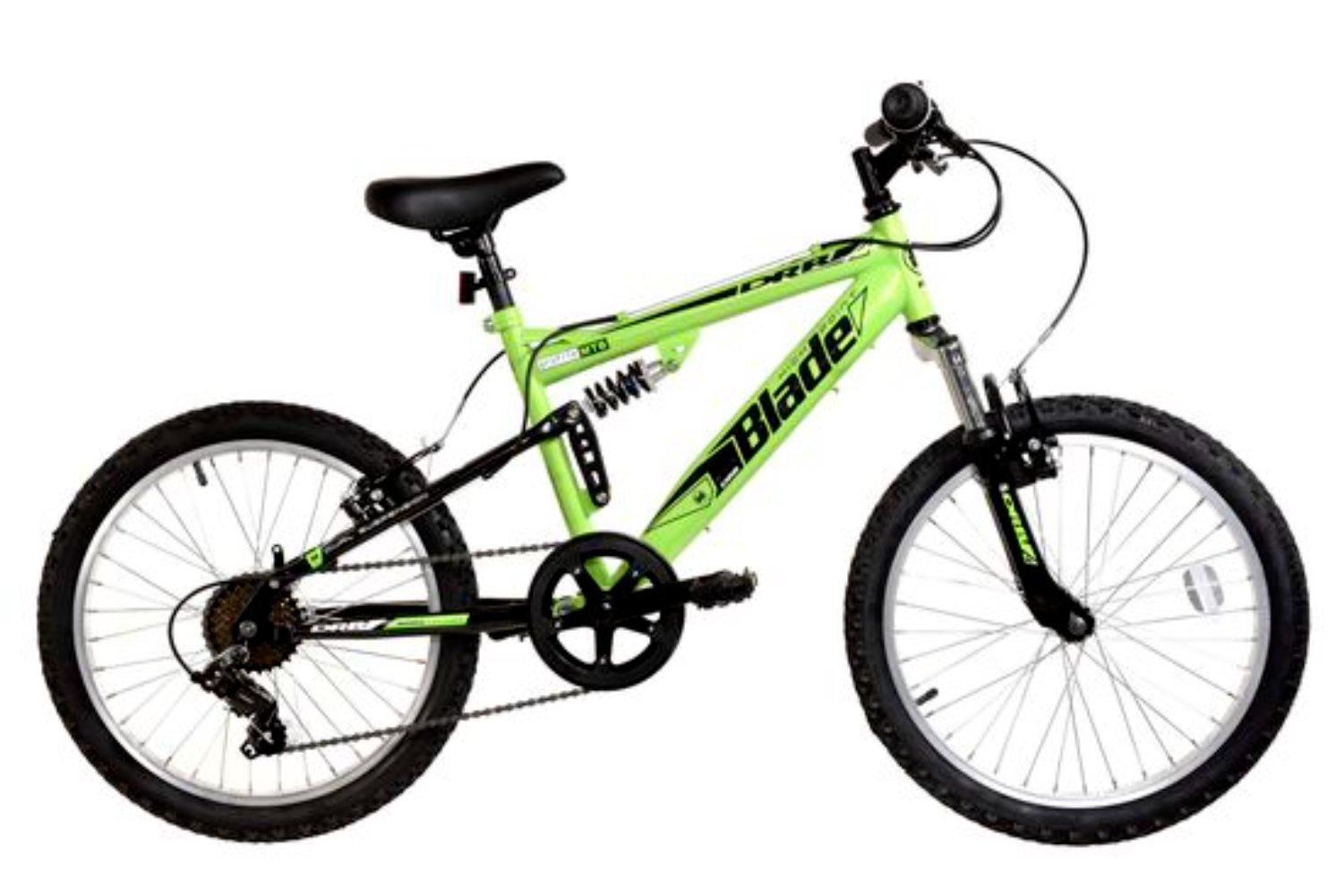 Blade Junior Full Sus Mountain Bike, 20in Wheel - Lime Green