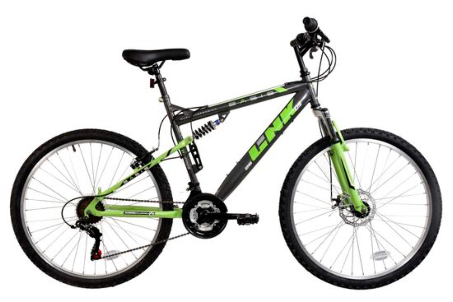 Link DS Full Suspension Mountain Bike, 26in Wheel - Graphite/Lime