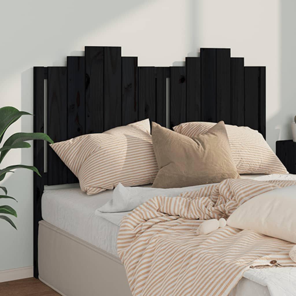 Bed Headboard Black 146x4x110 cm Solid Wood Pine