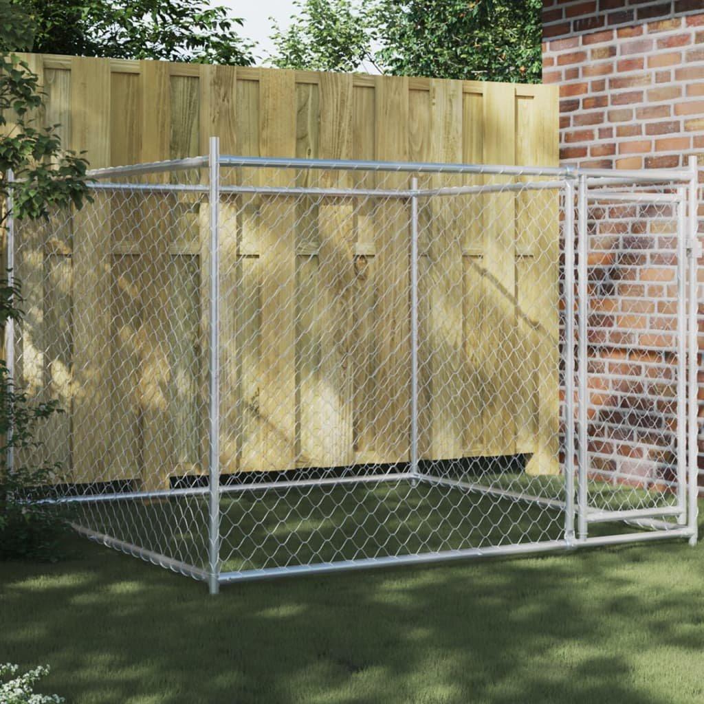 Dog Cage with Door Grey 2x2x1.5 m Galvanised Steel