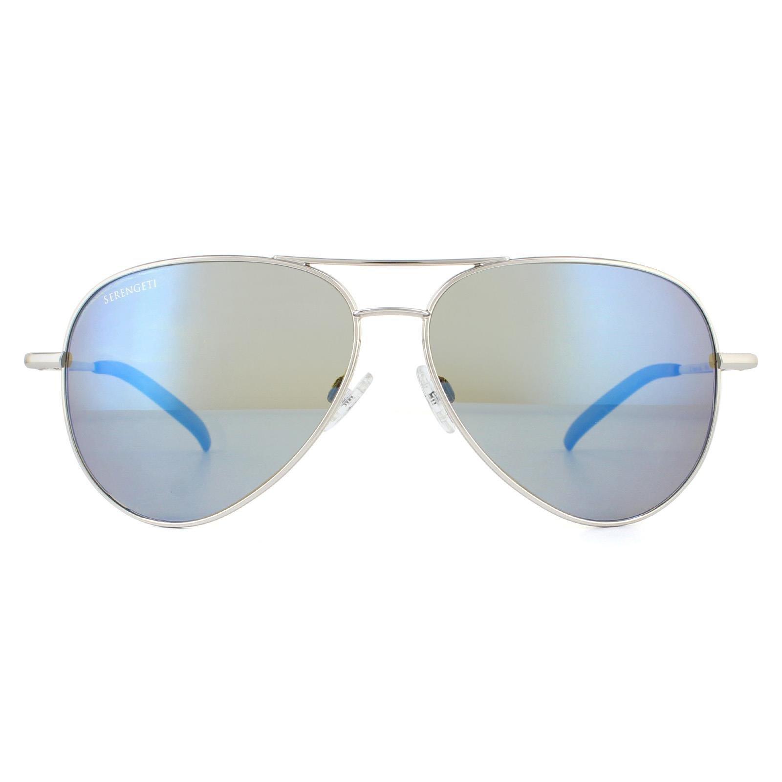 Aviator Shiny Silver Mineral Polarized 555nm Blue Sunglasses