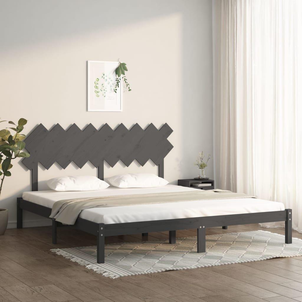 Bed Frame Grey 180x200 cm Super King Size Solid Wood