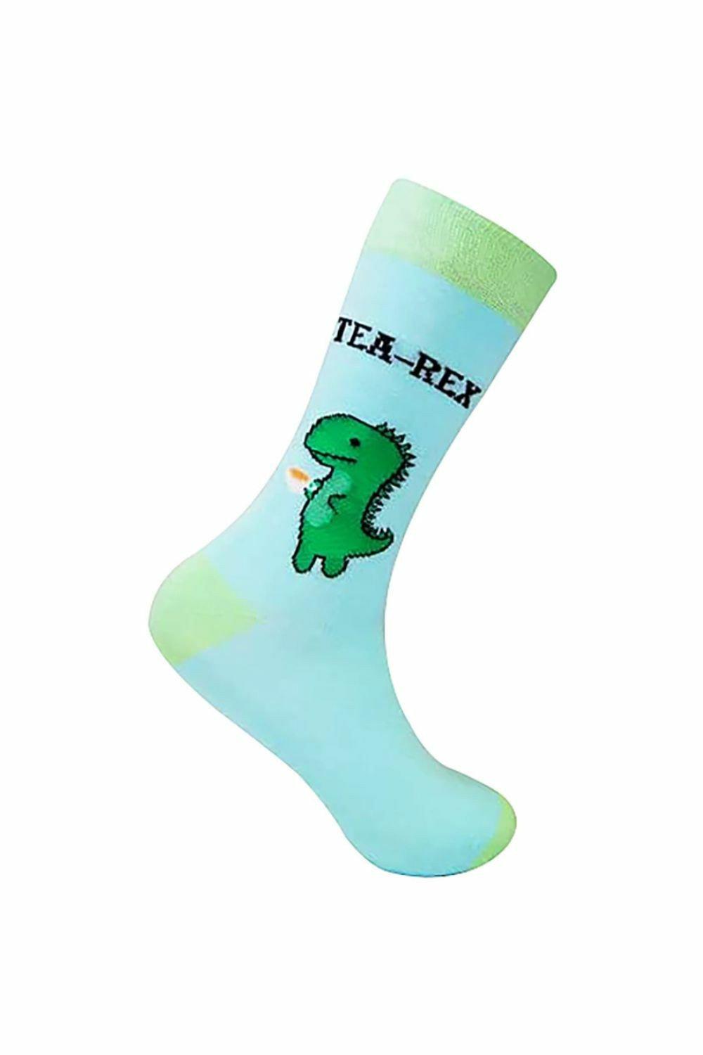 Tea-Rex Novelty Funny Dinosaur Printed Socks