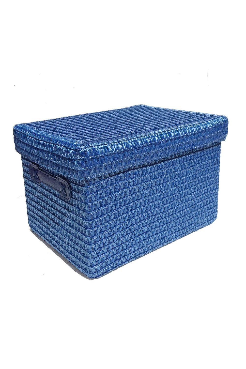 topfurnishing (Blue, LARGE 32x25x22cm) Neon Colours Toy Box Storage Basket + Handle & Lid