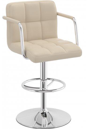 Prime Cream Height Adjustable Bar Chair Stool Arms