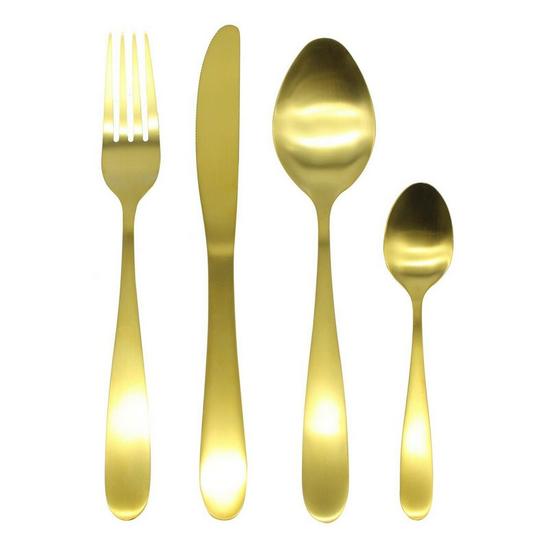 Glim & Glam Cutlery Sets Brushed Gold Stainless Steel Light Spoon Fork 32 Piece Set 1