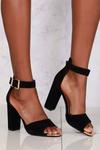 Miss Diva Jessy Ankle Strap Block Heel Faux Suede Sandals thumbnail 1
