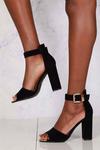 Miss Diva Jessy Ankle Strap Block Heel Faux Suede Sandals thumbnail 3