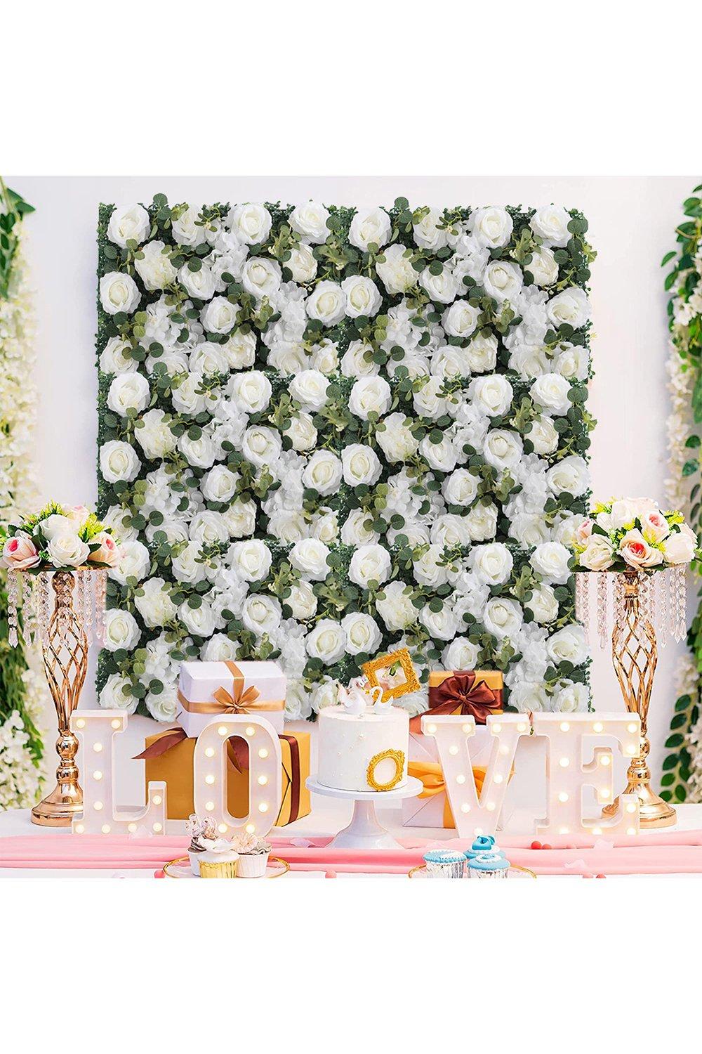 Artificial Rose Flower Wall Panel Fake Bouquet Wedding Party Backdrop Home Decor