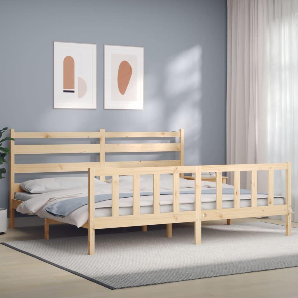 Bed Frame with Headboard 180x200 cm Super King Solid Wood