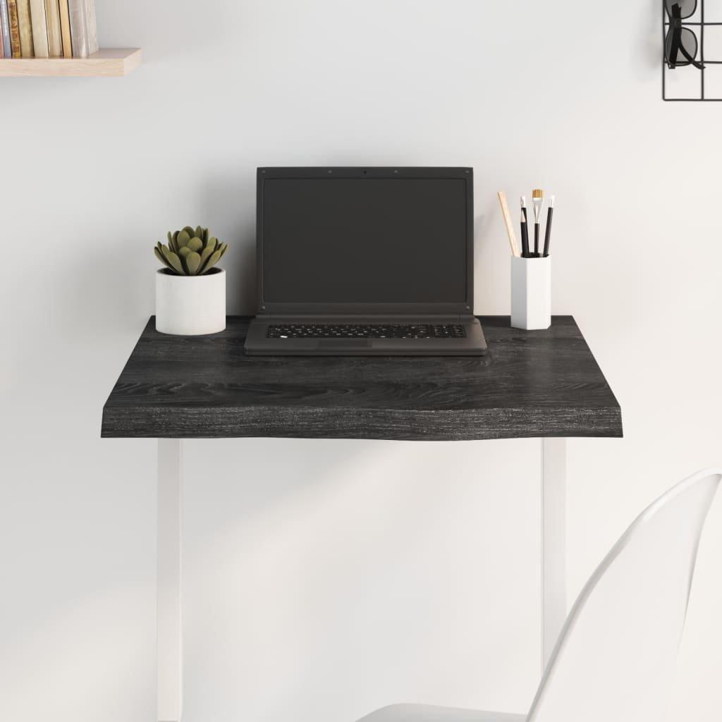 Table Top Dark Grey 60x60x(2-4) cm Treated Solid Wood Oak