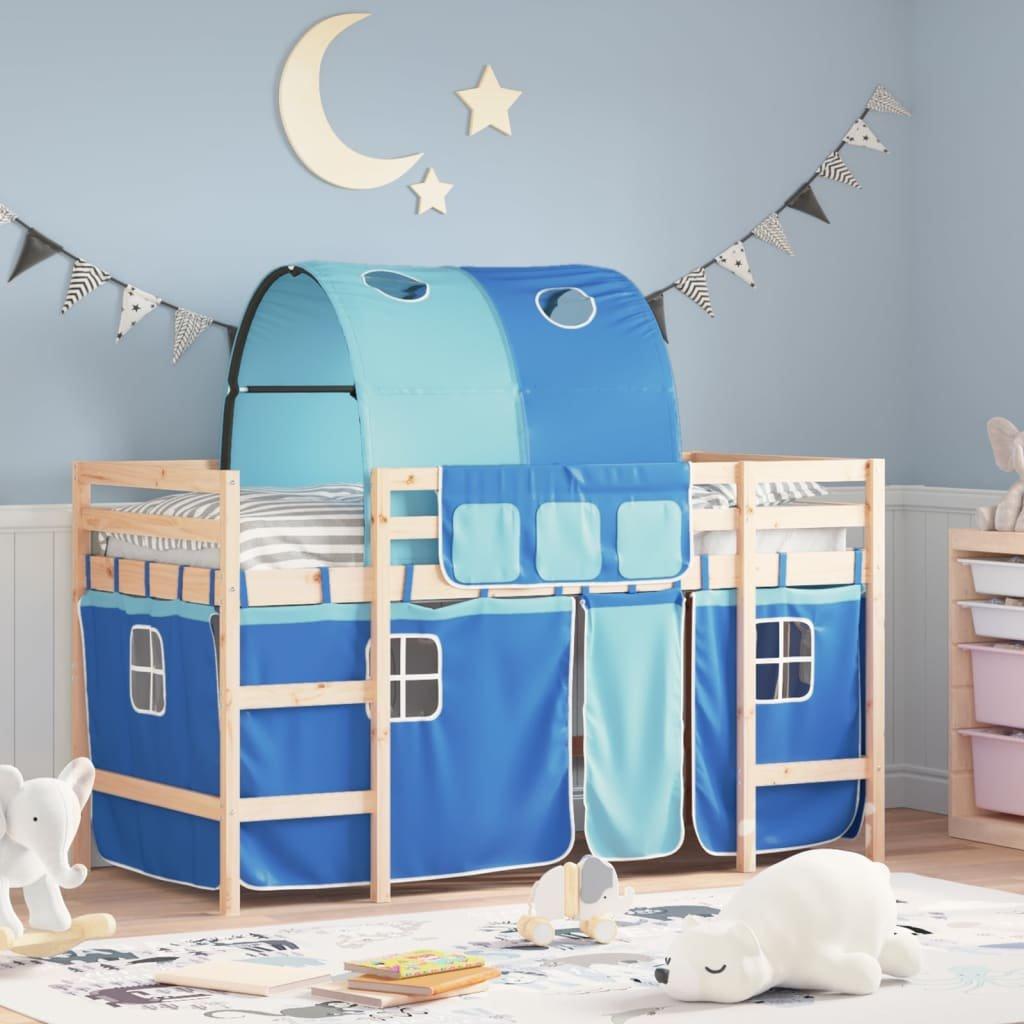 Kids' Loft Bed with Tunnel Blue 80x200cm Solid Wood Pine