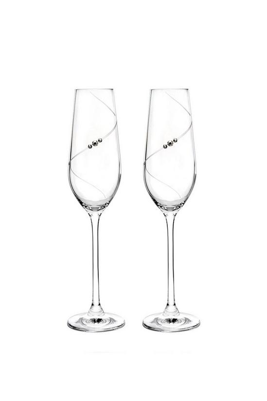 Portmeirion 'Auris' Set of 2 Champagne Flute Glasses with Swarovski Elements 1