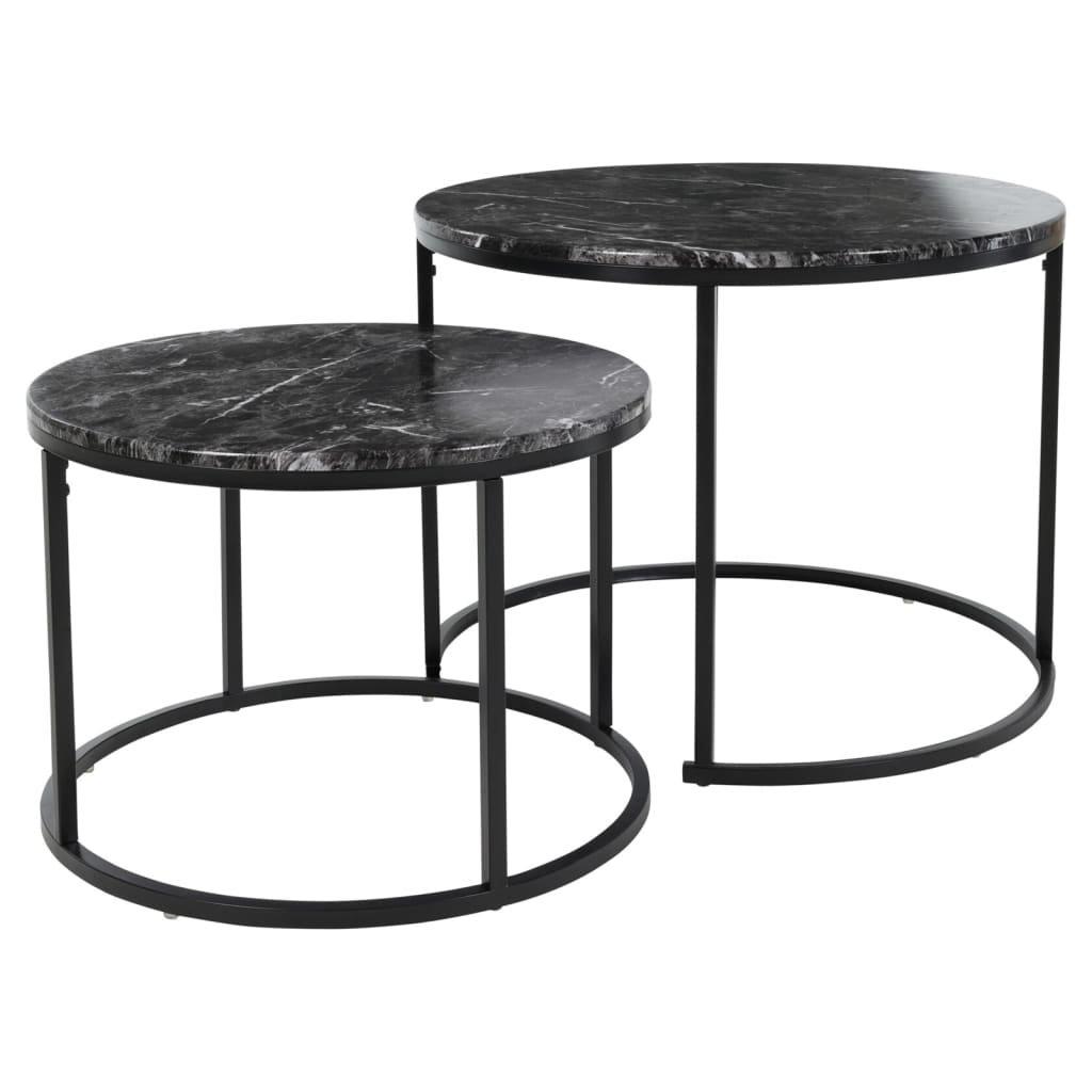 H&S Collection 2 Piece Side Table Set Black