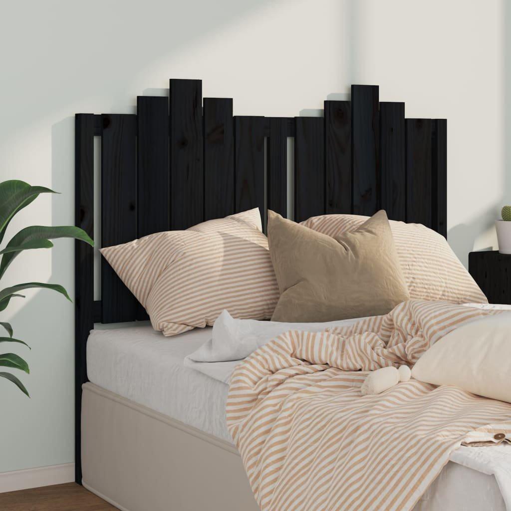 Bed Headboard Black 126x4x110 cm Solid Wood Pine