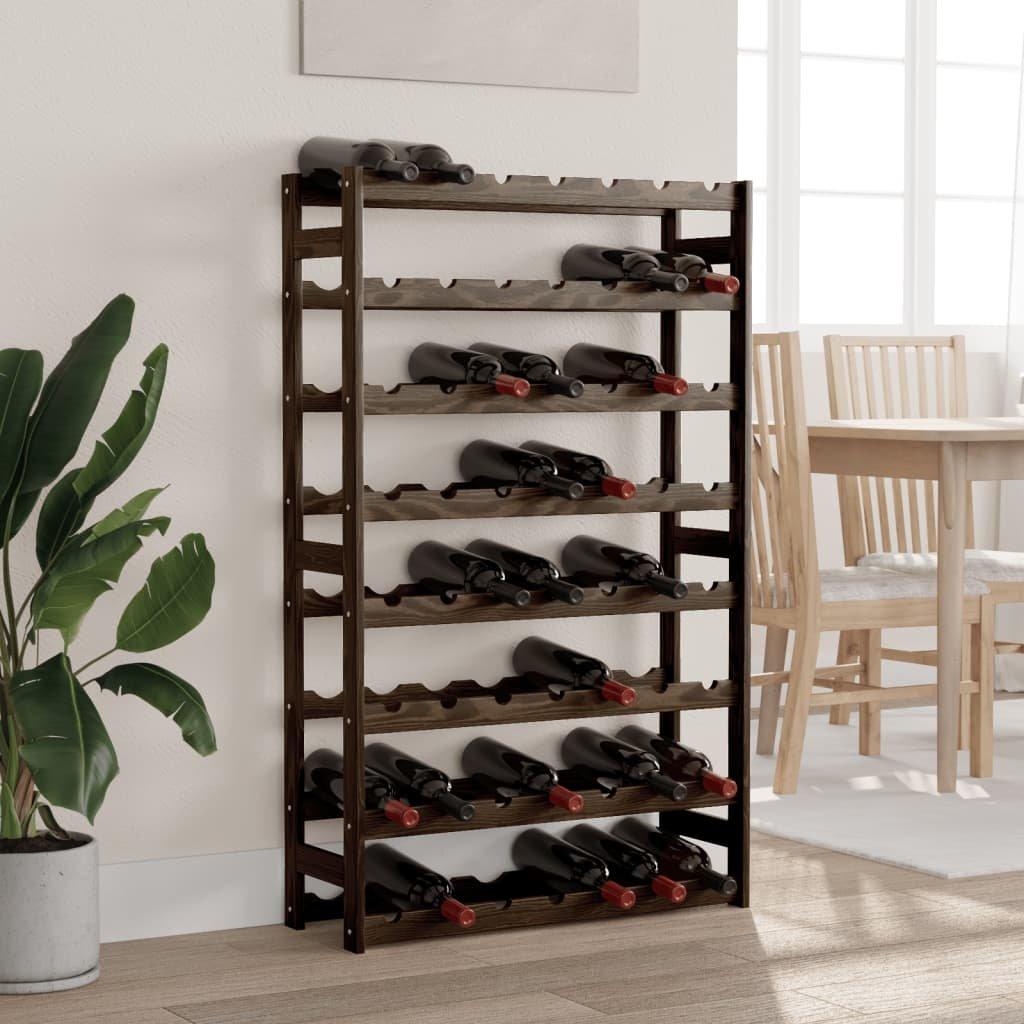 Wine Rack for 56 Bottles Black Solid Wood Pine