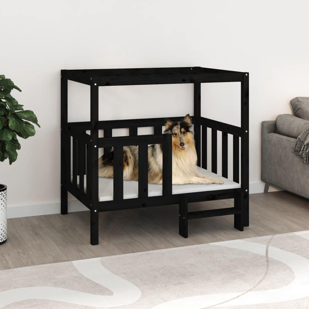 Dog Bed Black 105.5 x 83.5 x 100 cm Solid Wood Pine