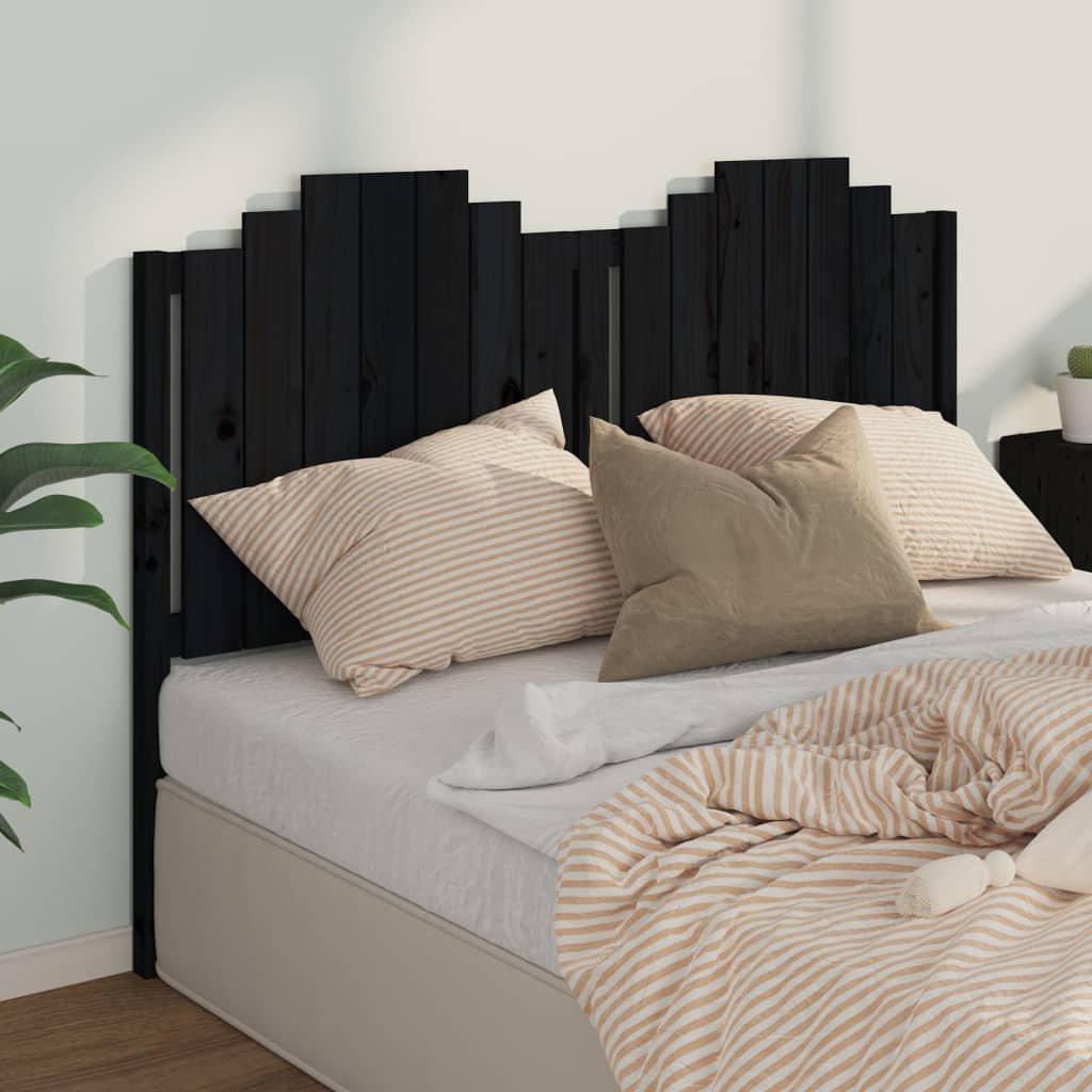 Bed Headboard Black 166x4x110 cm Solid Wood Pine