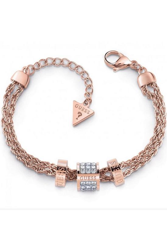 Guess Jewellery 'Love Not Rose Gold Plated Pave Crystal' Stainless Steel Bracelet - UBB78141-L 1