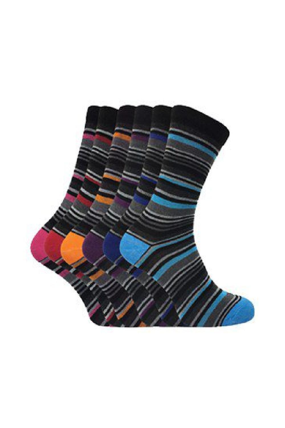 6 Pairs Patterned Coloured Soft Cotton Dress Socks