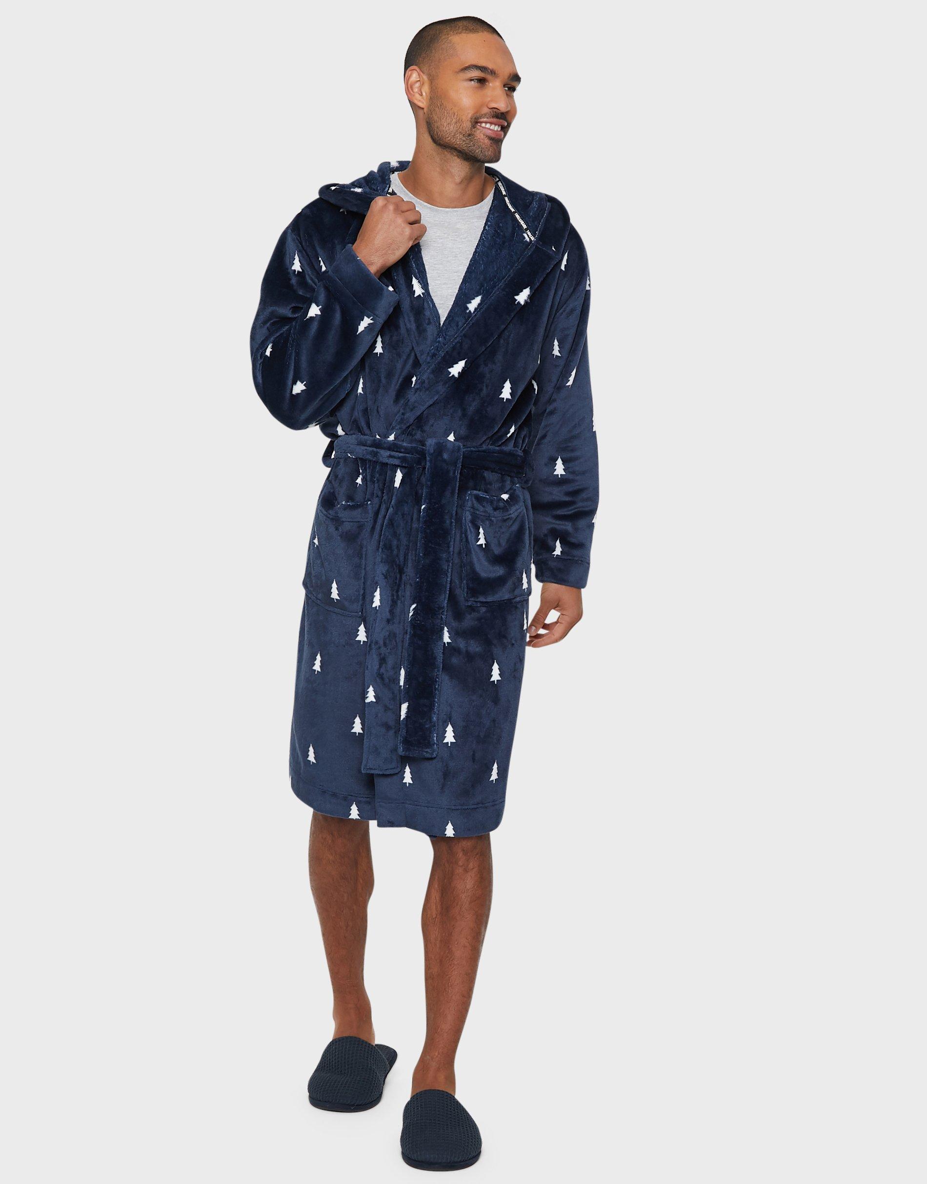 Men's Borg Lined Hooded Dressing Gown | Boohoo UK