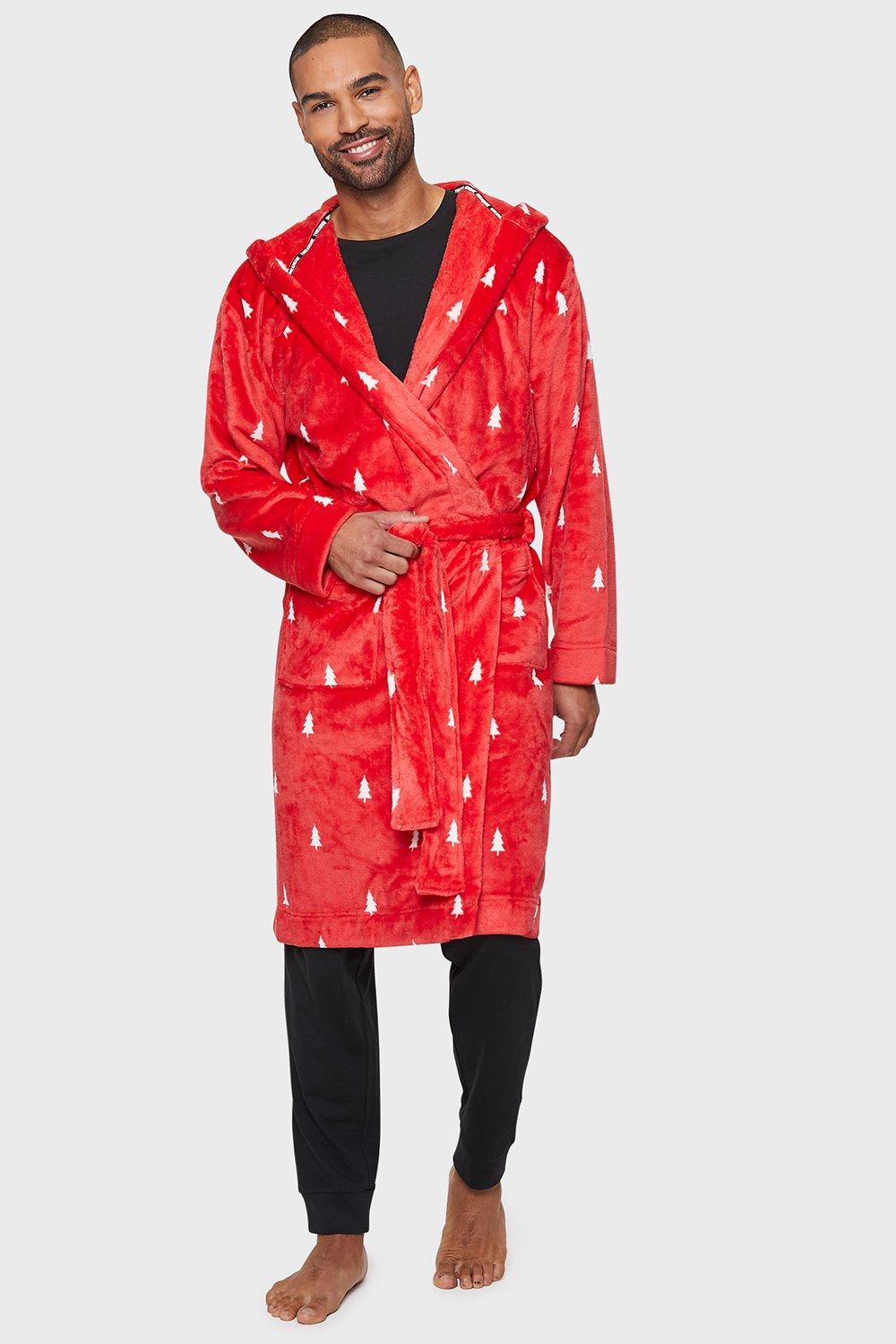 Mens Coral Fleece Robe Soft Warm Shawl Collar Wrap Dressing Gown Nightwear  | eBay