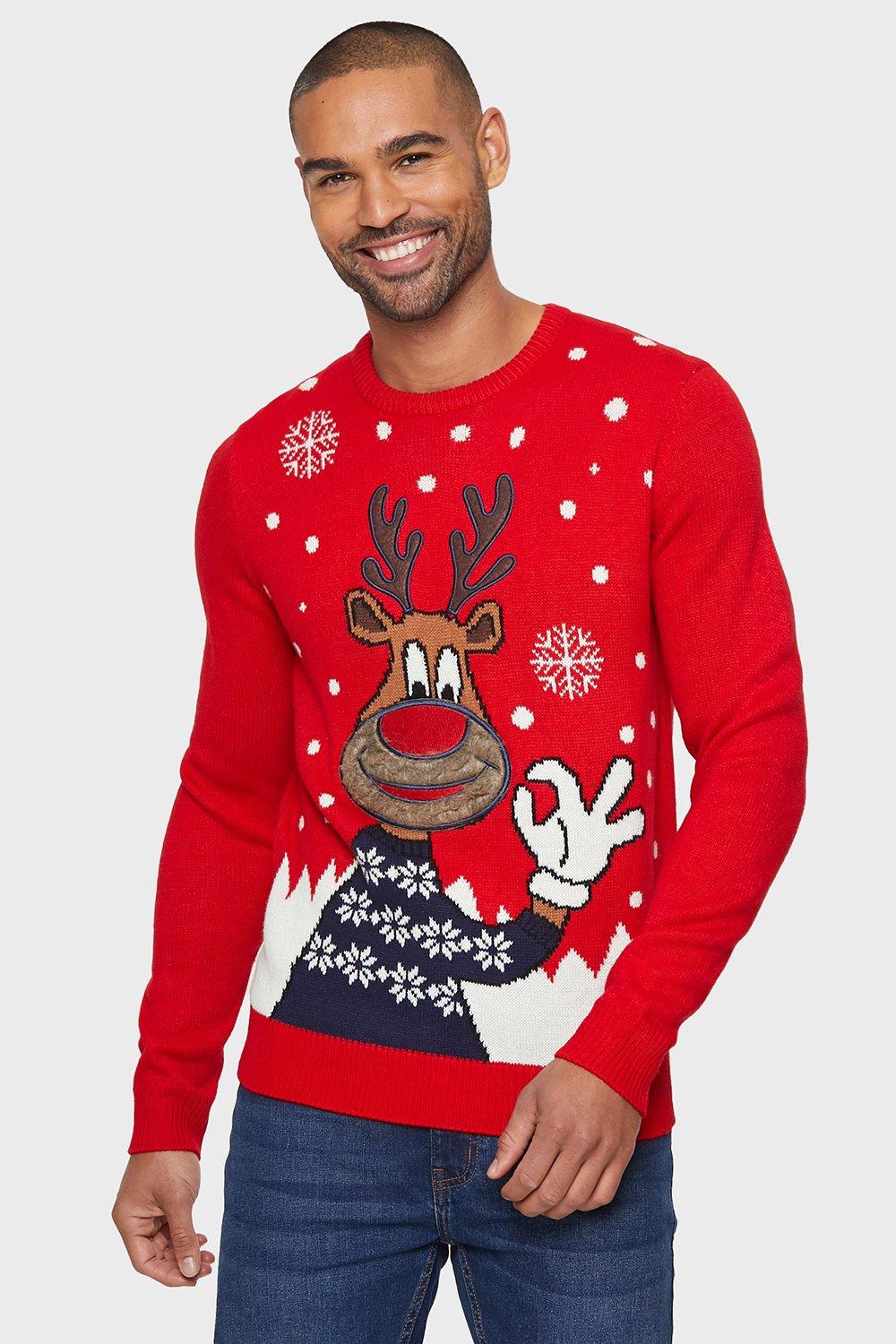 Jumpers & Cardigans | 'Moose' Festive Jumper | Threadbare