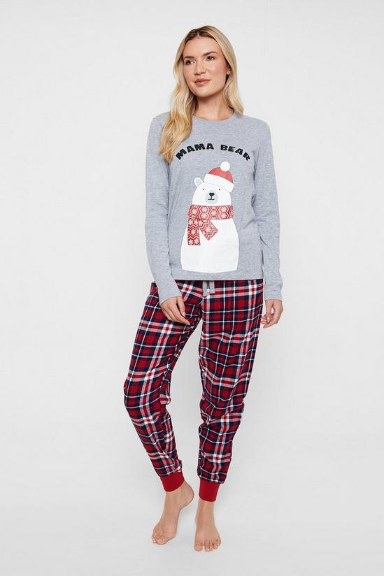 Threadbare Long Sleeve Cotton 'Bear' Christmas Pyjama Set 1