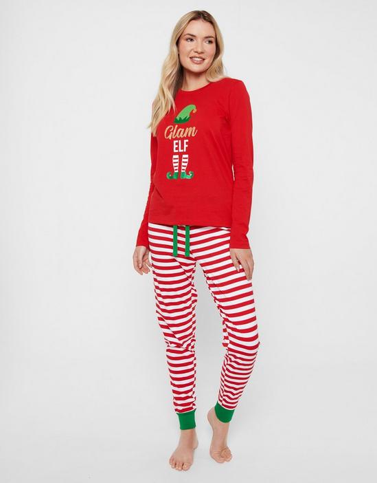 Threadbare Long Sleeve Cotton 'Cane' Christmas Pyjama Set 1