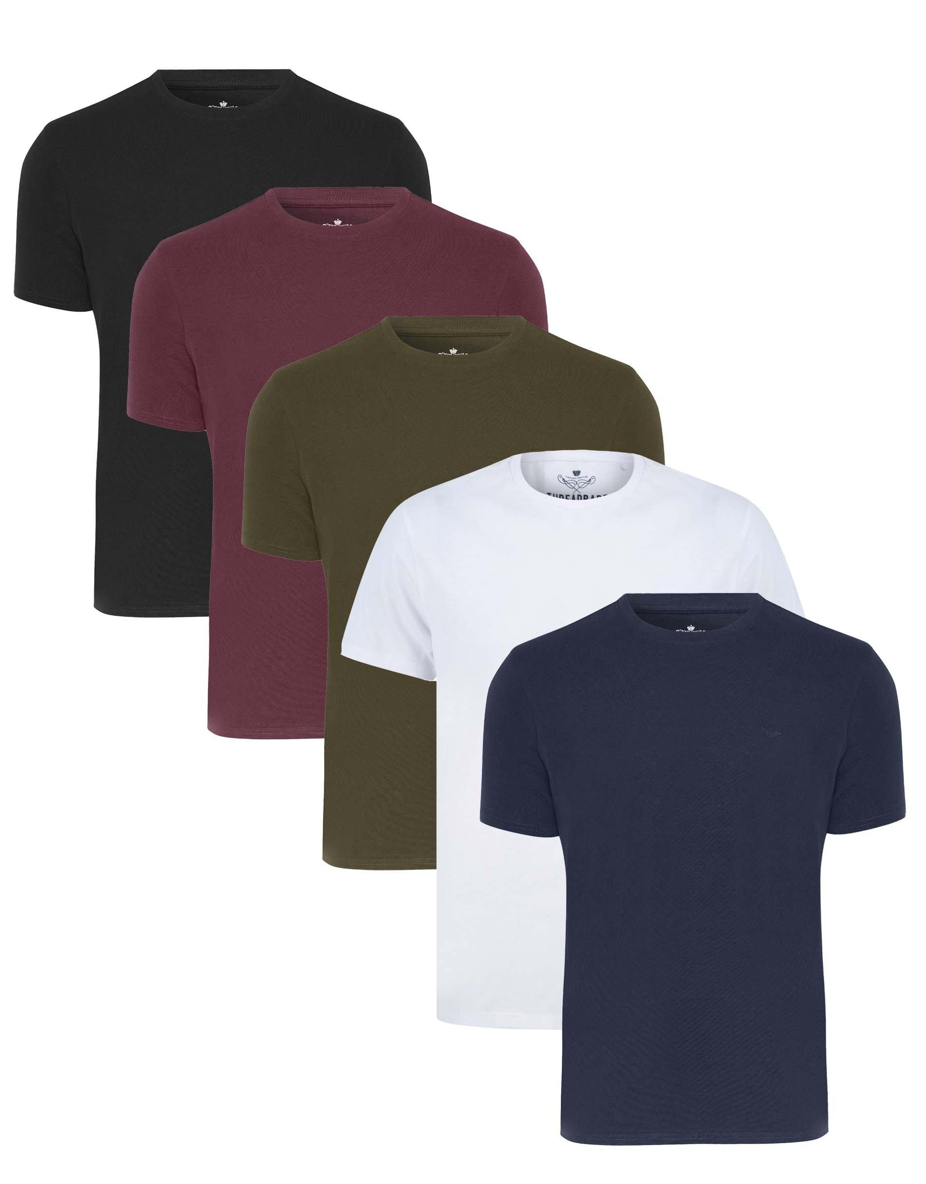 T-Shirts | Cotton Rich 5 Pack Assorted T Shirts | Threadbare