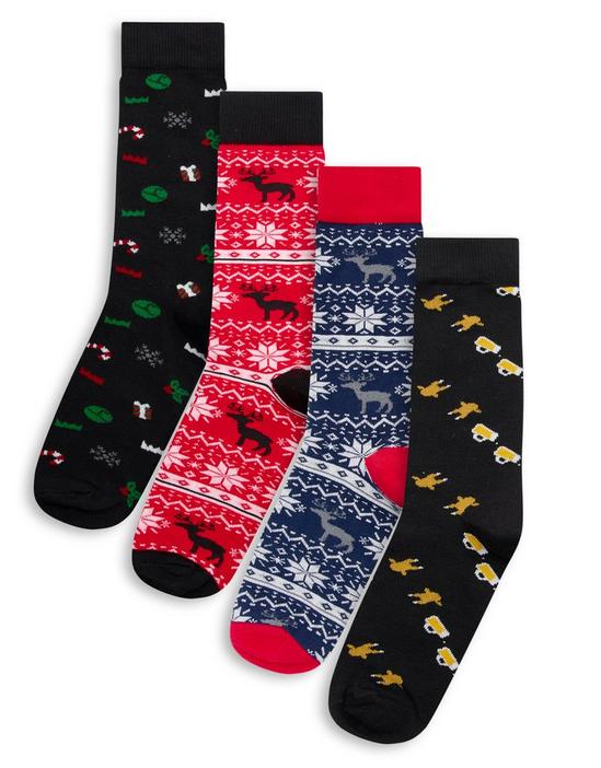 Threadbare 'Noel' 4 Pack Festive Socks 1