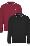 Threadbare 2 Pack Cotton 'Lonnie' Long Sleeve Polo Shirts thumbnail 1