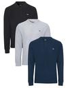 Threadbare 3 Pack Cotton 'Withers' Long Sleeve Polo Shirts thumbnail 1