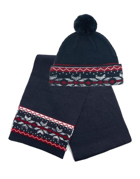 Threadbare 'Frank' Knitted Hat and Scarf Set 1