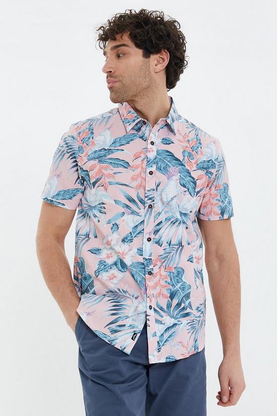 Threadbare 'Tropical' Cotton Short Sleeve Hawaiian Style Shirt 1